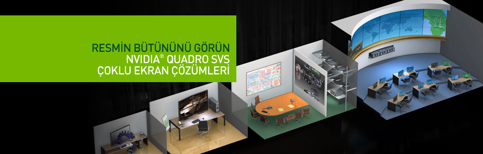 NVIDIA Quadro SVS çoklu ekran çözümleri ile resmin tamamını görün NVIDIA Quadro SVS çoklu ekran çözümleri ile resmin tamamını görün